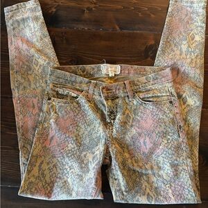 Current/Elliott Multicolor Snake Print Skinny Jeans
